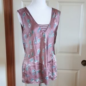 MARC JACOBS pink blue floral silk blouse